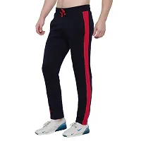 Stylish Navy Blue Cotton Solid Track Pant For Men-thumb1