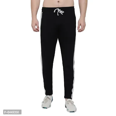 Stylish Black Cotton Solid Track Pant For Men