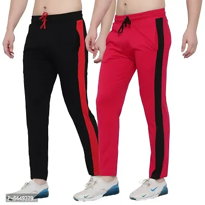 Stylish Multicoloured Cotton Solid Track Pant For Men- Pack of 2