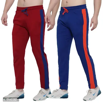 Stylish Multicoloured Cotton Solid Track Pant For Men- Pack of 2