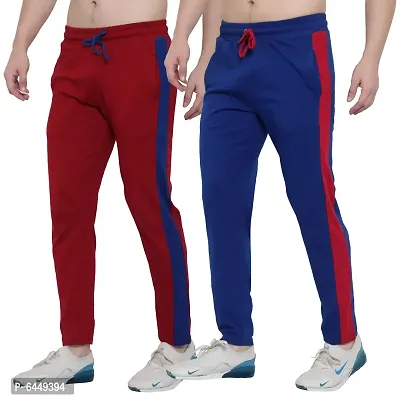 Stylish Multicoloured Cotton Solid Track Pant For Men- Pack of 2-thumb0