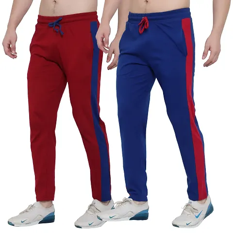 Stylish Multicoloured Cotton Solid Track Pant For Men- Pack of 2