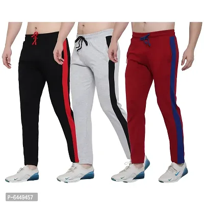 Stylish Multicoloured Cotton Solid Track Pant For Men- Pack of 3-thumb0