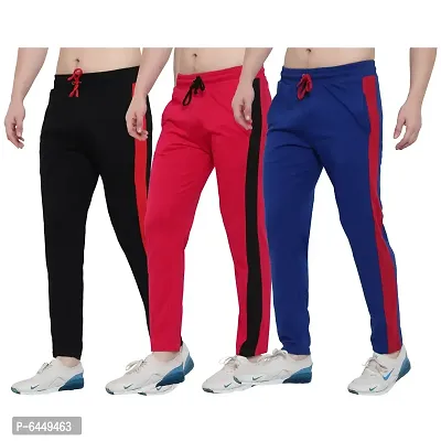 Stylish Multicoloured Cotton Solid Track Pant For Men- Pack of 3-thumb0