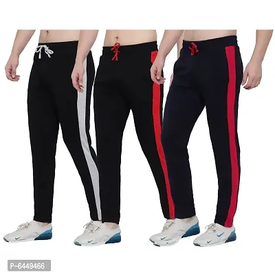 Stylish Multicoloured Cotton Solid Track Pant For Men- Pack of 3