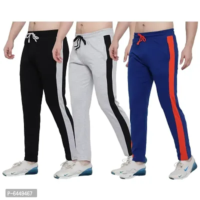 Stylish Multicoloured Cotton Solid Track Pant For Men- Pack of 3