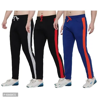 Stylish Multicoloured Cotton Solid Track Pant For Men- Pack of 3