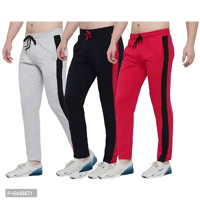 Stylish Multicoloured Cotton Solid Track Pant For Men- Pack of 3