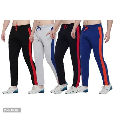 Stylish Multicoloured Cotton Solid Track Pant For Men- Pack of 4