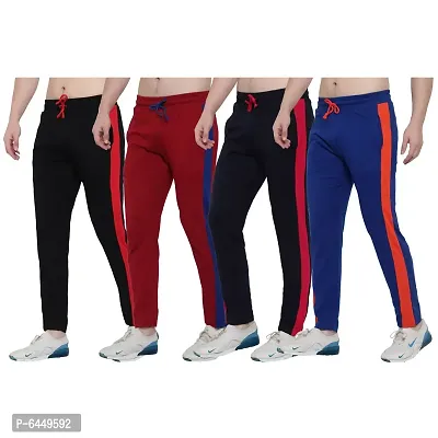 Stylish Multicoloured Cotton Solid Track Pant For Men- Pack of 4