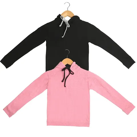 Fancy Stylish Soft Brushed Fleece Pullover Hoodie Sweatshirts Combo For Kids and Girls Pack Of 2