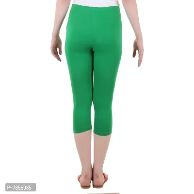 Diaz Women's Regular Fit Plain 3/4th Capri Pants (White, Green,XXL)-thumb5