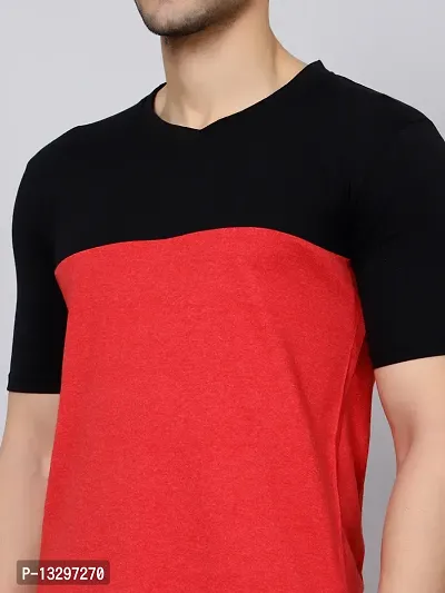 Reliable Multicoloured Cotton Blend Colourblocked V Neck Tees For Men Pack Of 2-thumb4