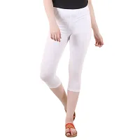 Diaz Women's Regular Fit Plain 3/4th Capri Pants (White, Green,XXL)-thumb1