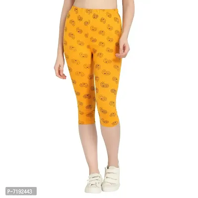 Diaz Women's Regular Fit Printed 3/4th Capri Pants (Mustard, Rani, White,2XL)-thumb2