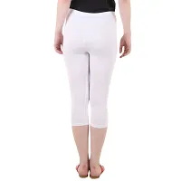 Diaz Women's Regular Fit Plain 3/4th Capri Pants (White, Green,XXL)-thumb2