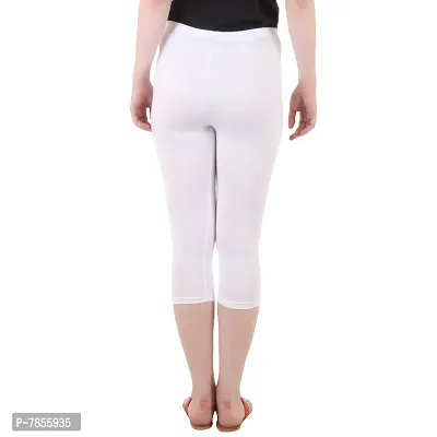 Diaz Women's Regular Fit Plain 3/4th Capri Pants (White, Green,XXL)-thumb3