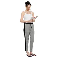 Elite Grey Cotton Striped Track Pant For Women-thumb4