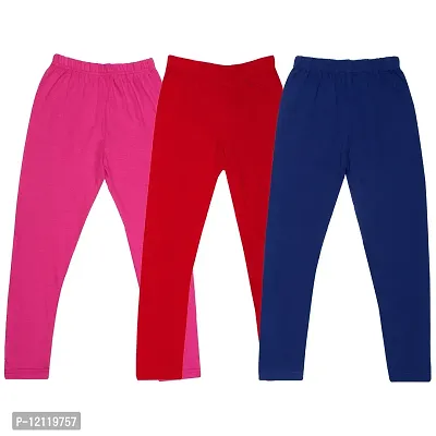 Classic Cotton Solid Leggings For Girls Pack Of 3