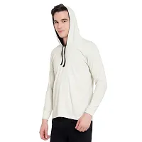 Elegant Beige Cotton Self Pattern Long Sleeves Hoodies For Men-thumb2