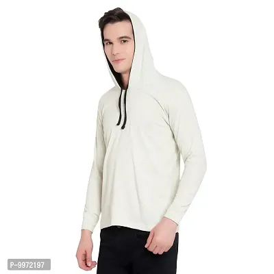 Elegant Beige Cotton Self Pattern Long Sleeves Hoodies For Men-thumb3