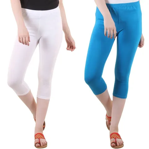 DIAZ Women's Regular Fit Plain 3/4th Capri Pants