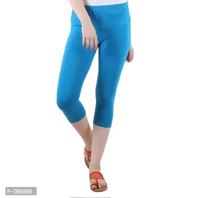 Diaz Women's Regular Fit Plain 3/4th Capri Pants (Black, Turquoise,XXL)-thumb4