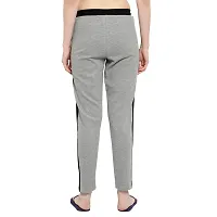 Elite Grey Cotton Striped Track Pant For Women-thumb1