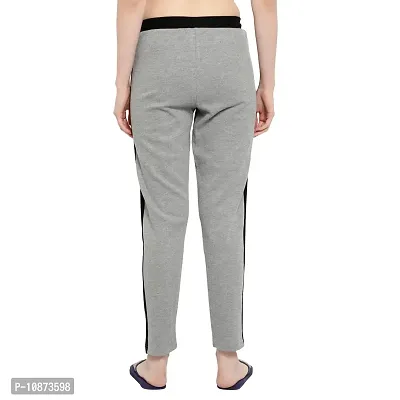 Elite Grey Cotton Striped Track Pant For Women-thumb2