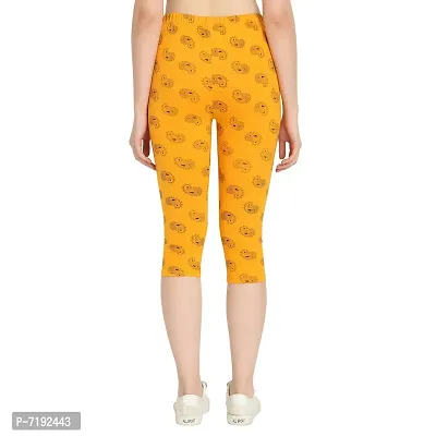 Diaz Women's Regular Fit Printed 3/4th Capri Pants (Mustard, Rani, White,2XL)-thumb3