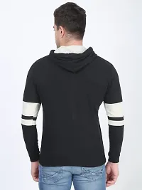 Elegant Black Cotton Self Pattern Long Sleeves Hoodies For Men-thumb4