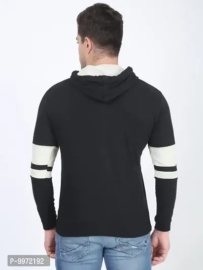 Elegant Black Cotton Self Pattern Long Sleeves Hoodies For Men-thumb5