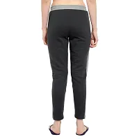 Elite Grey Cotton Striped Track Pant For Women-thumb1