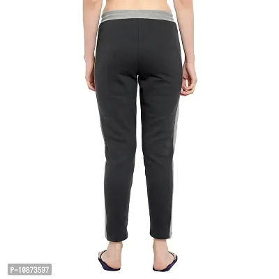 Elite Grey Cotton Striped Track Pant For Women-thumb2