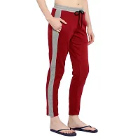 Elite Maroon Cotton Striped Track Pant For Women-thumb2