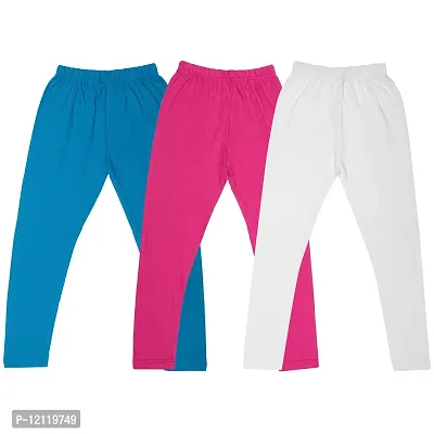 Classic Cotton Solid Leggings For Girls Pack Of 3