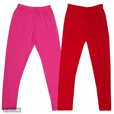 Classic Cotton Solid Leggings For Girls Pack Of 2