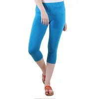 DIAZ Women's Regular Fit Plain 3/4th Capri Pants (White, Turquoise,XXL)-thumb3