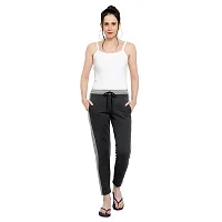 Elite Grey Cotton Striped Track Pant For Women-thumb4