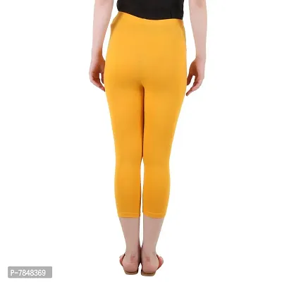 Diaz Women's Regular Fit Plain 3/4th Capri Pants (Black, Mustard,XXL)-thumb5