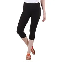 Diaz Women's Regular Fit Plain 3/4th Capri Pants (Black, Turquoise,XXL)-thumb1