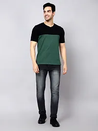 Reliable Multicoloured Cotton Blend Colourblocked V Neck Tees For Men Pack Of 2-thumb4