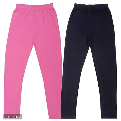 Classic Cotton Solid Leggings For Girls Pack Of 2