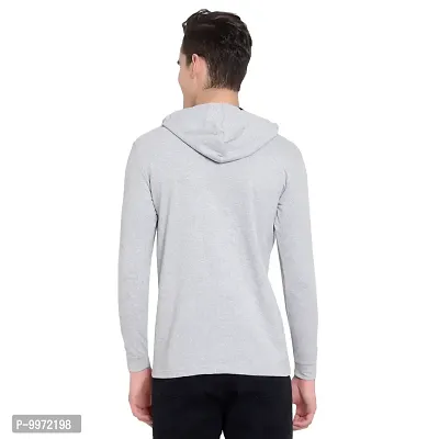 Elegant Grey Cotton Self Pattern Long Sleeves Hoodies For Men-thumb5
