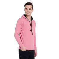 Elegant Pink Cotton Self Pattern Long Sleeves Hoodies For Men-thumb3
