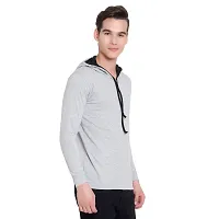 Elegant Grey Cotton Self Pattern Long Sleeves Hoodies For Men-thumb3