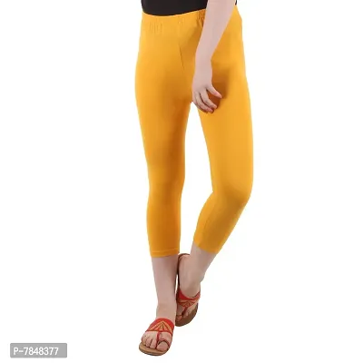 Diaz Women's Regular Fit Plain 3/4th Capri Pants (White, Mustard,XXL)-thumb4
