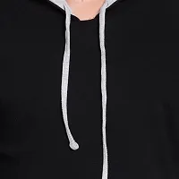 Elegant Black Cotton Self Pattern Long Sleeves Hoodies For Men-thumb1