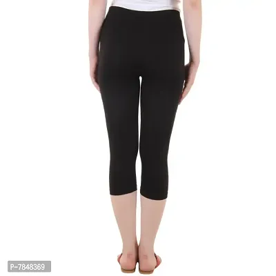 Diaz Women's Regular Fit Plain 3/4th Capri Pants (Black, Mustard,XXL)-thumb3