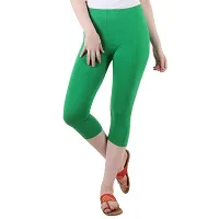 Diaz Women's Regular Fit Plain 3/4th Capri Pants (White, Green,XXL)-thumb3